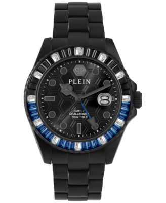 Philipp Plein - Men's GMT Black Ion-Plated Stainless Steel Bracelet Watch 44mm
