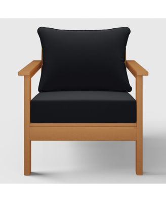 Outdoor Modern HDPE Patio Teak Club Chair with Deep Seat Cushions
