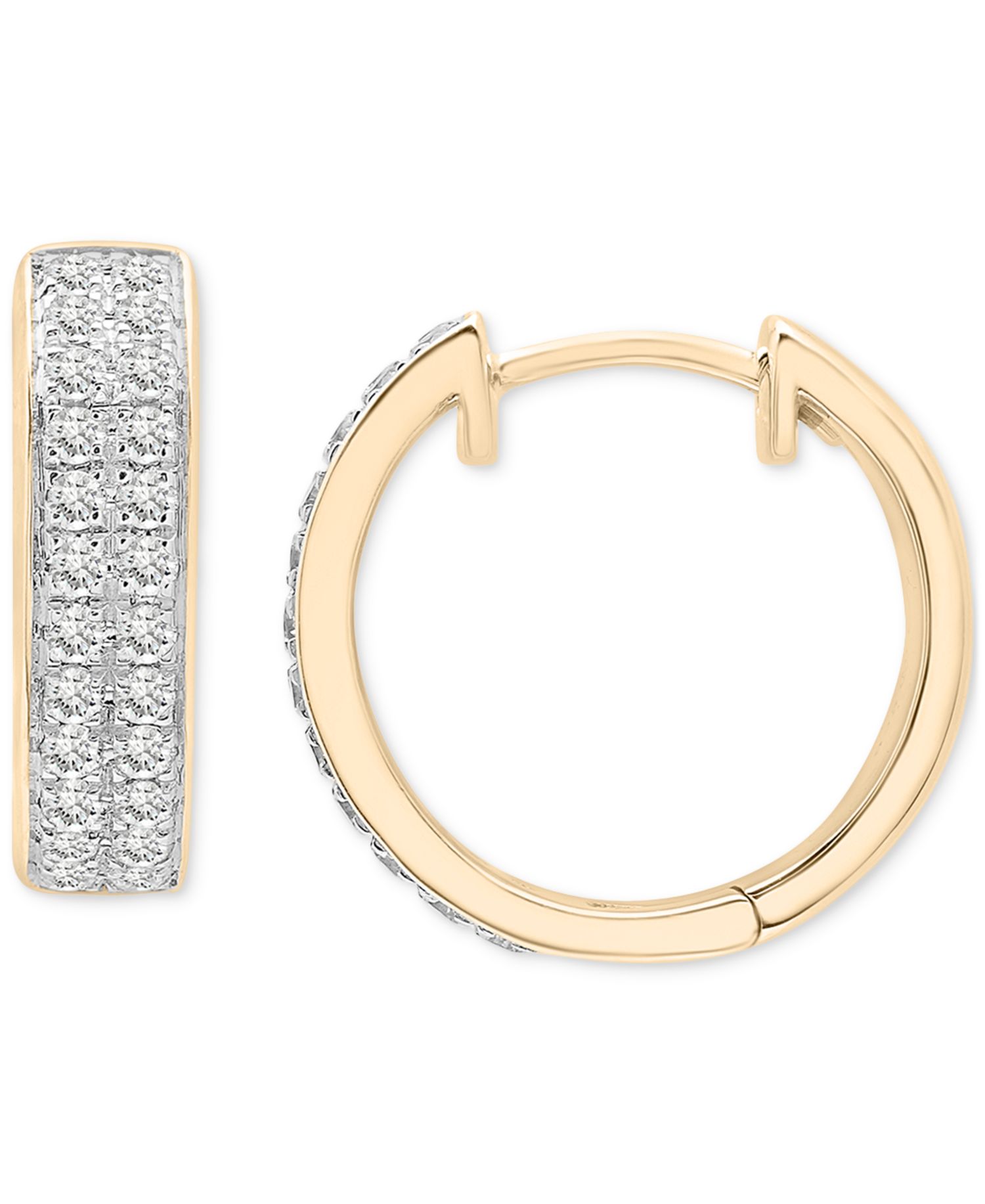 Diamond Double Row Huggie Hoop Earrings (1/2 ct. t.w.), in Sterling Silver or 14k Gold-Plated Sterling Silver