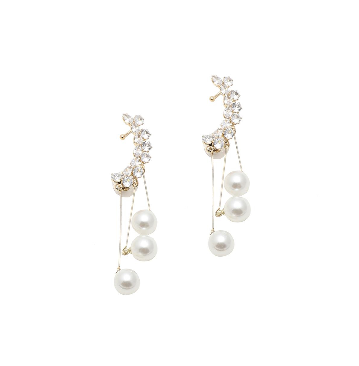 Sohi White Color Gold Plated Party Designer Stone Drop Earring For Women's In White