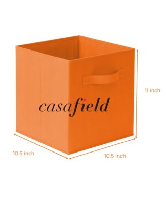 Set of 6 Fabric Storage Cube Bins, Orange - 11&amp;#x22; Collapsible Foldable Cloth Baskets for Shelves and Cubby Organizers