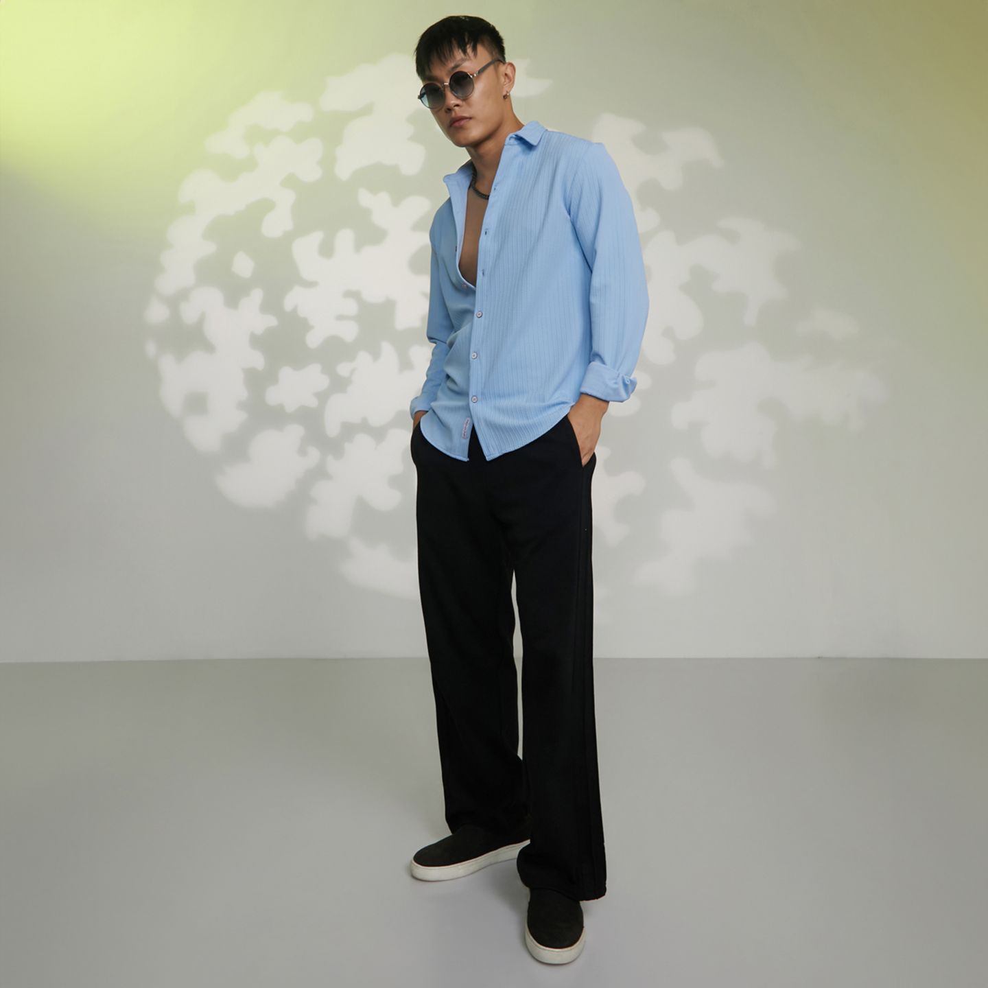 Мужская рубашка Cahoot Campus Sutra Baby Blue Stripe-Creased, цвет: Синий — фото 3