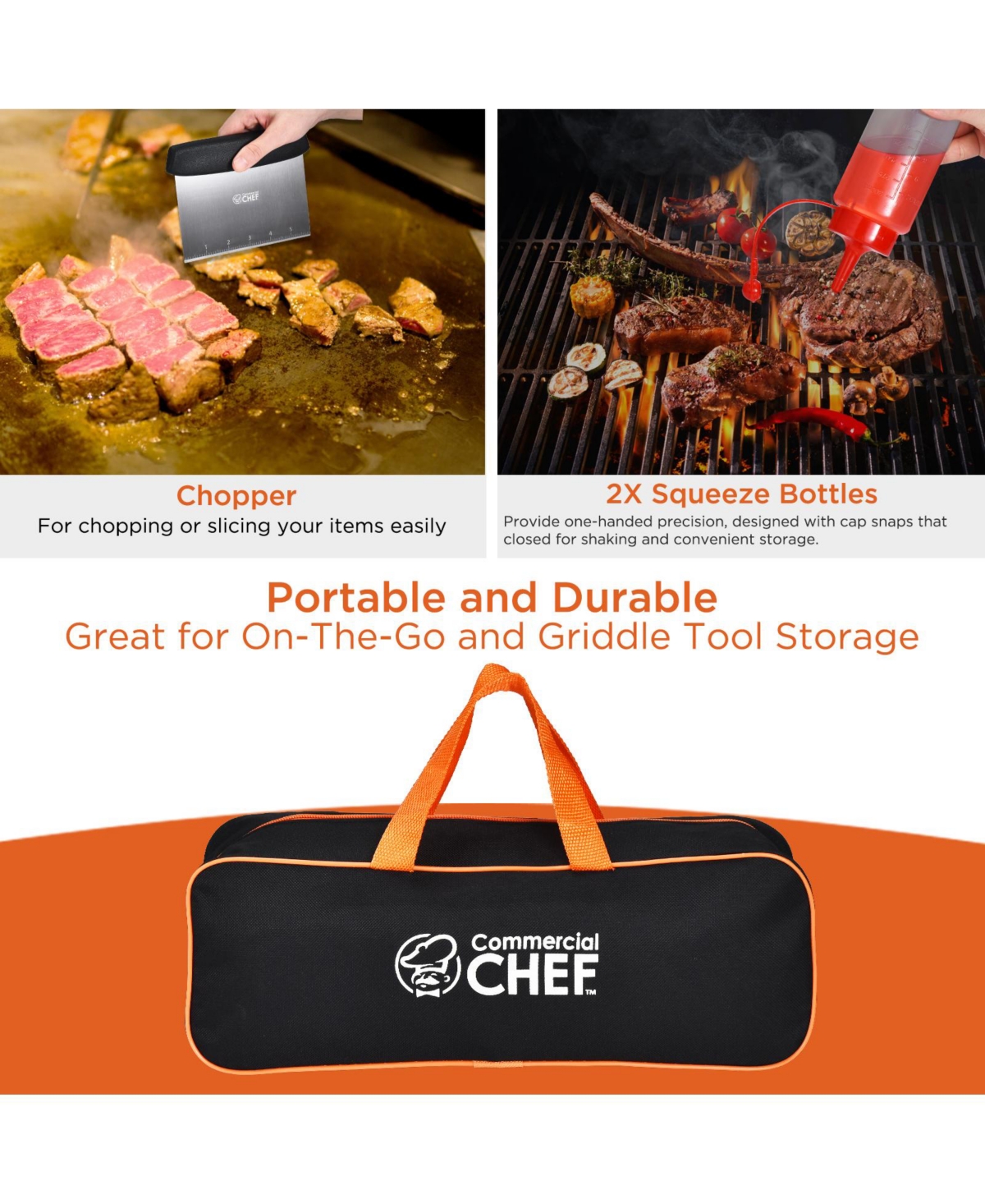 Commercial Chef 9 Piece Stainless Steel Griddle Accessories Kit for Blackstone and Other Griddles