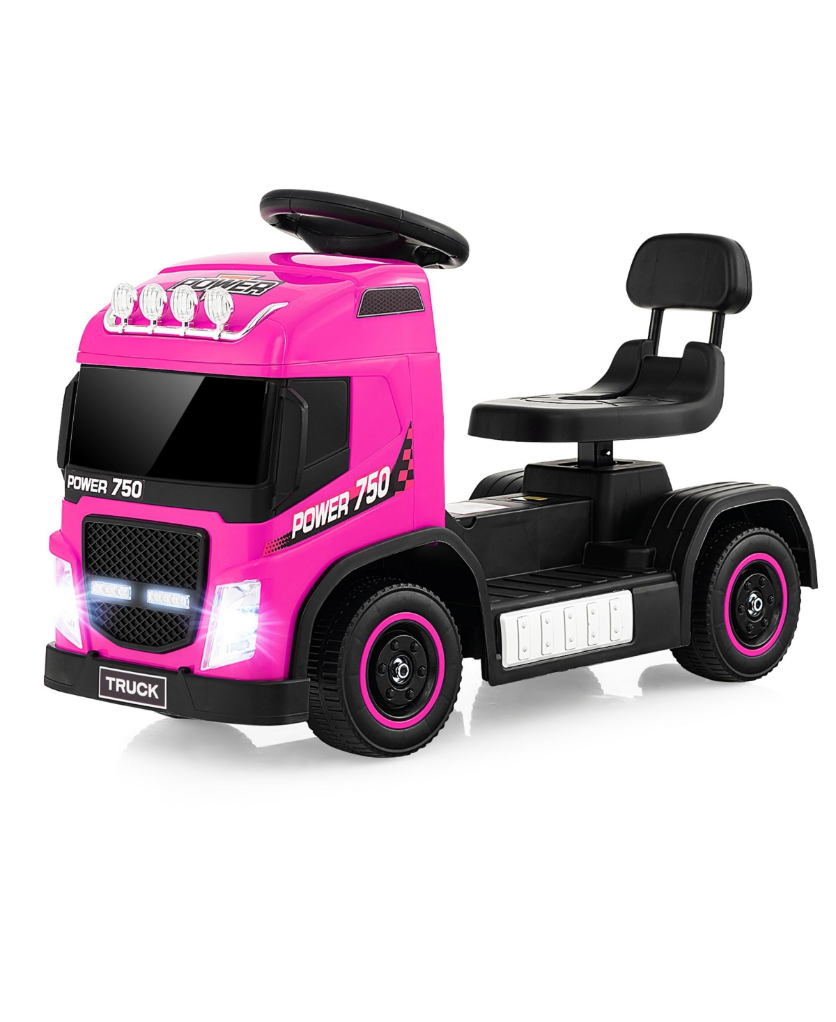 Gymax 6V Kids Electric Ride-on Truck Battery Powered Ride-on Toy w/ Led Lights Rose Red - Red+black