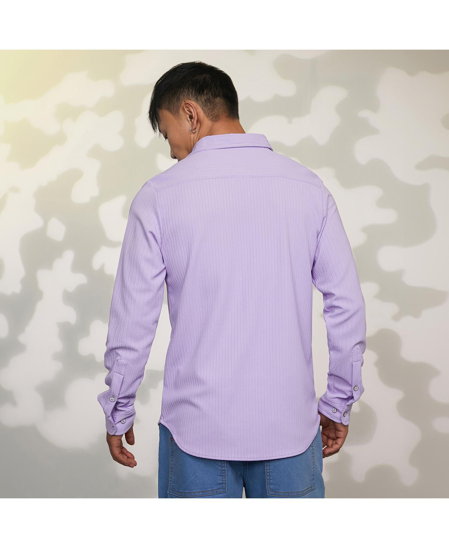 Men's Lilac Stripe-Creased Shirt