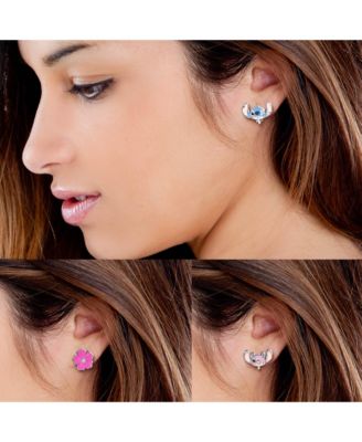 Stitch And Angel Clip-On 3 Piece Earrring Set - Stitch, Angel, Flower