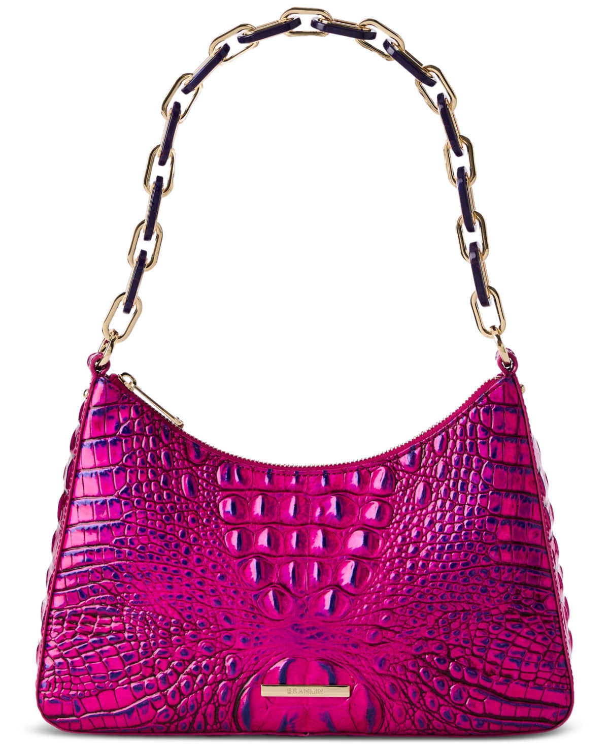 Brahmin Mod Esme Croc Embossed Shoulder Bag In Voltage Violet