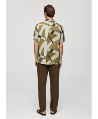 Men's Bowling Collar Printed Flowing Shirt