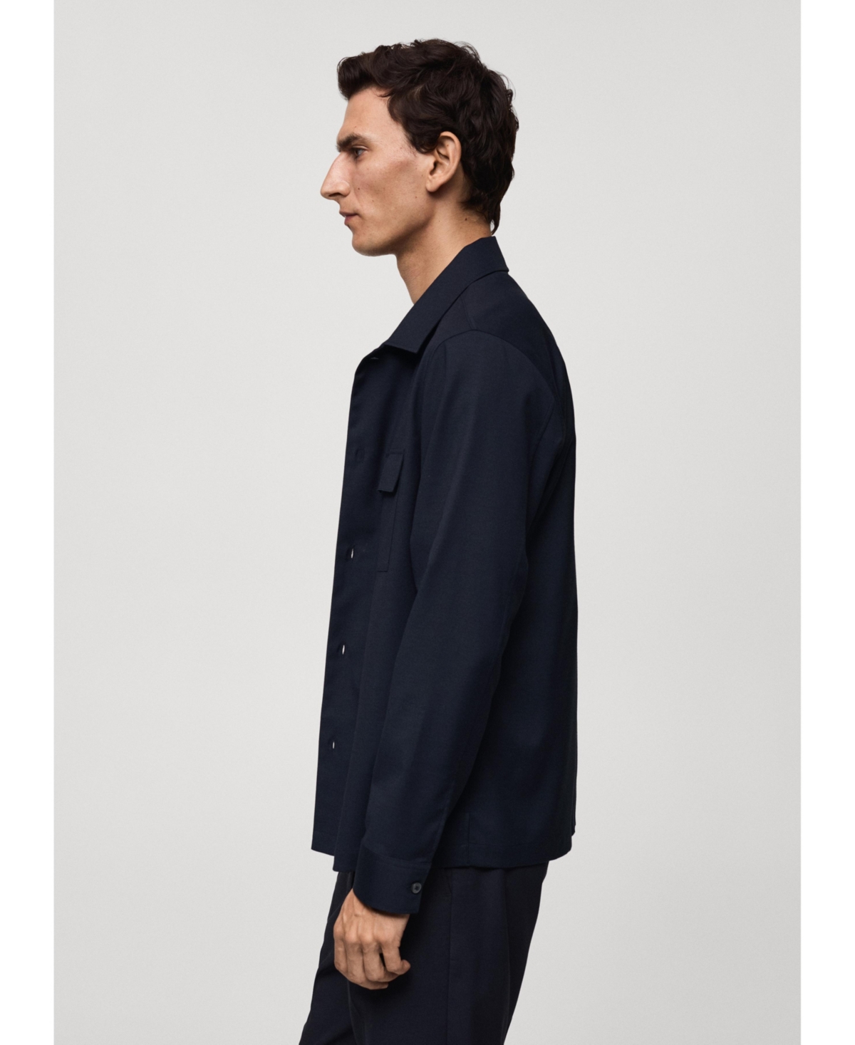 Mango Pocket Slim Fit Overshirt In Dark Heather Gray