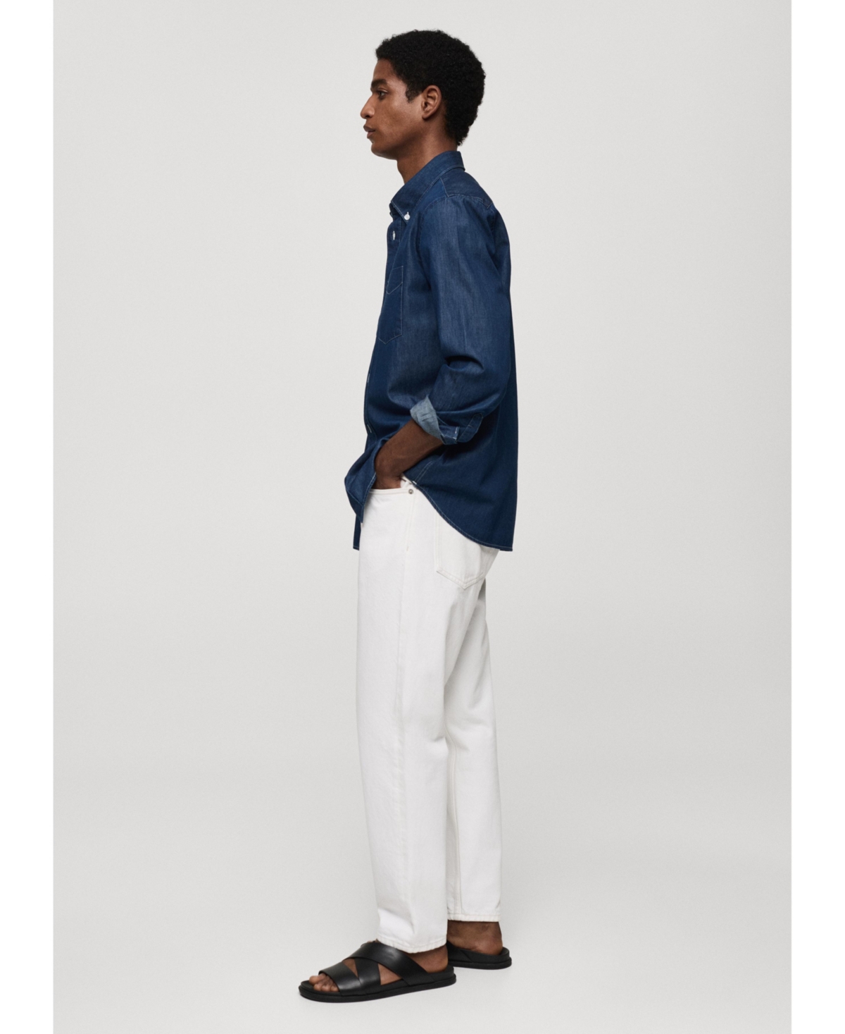 Mango Men's Chambray Cotton Shirt