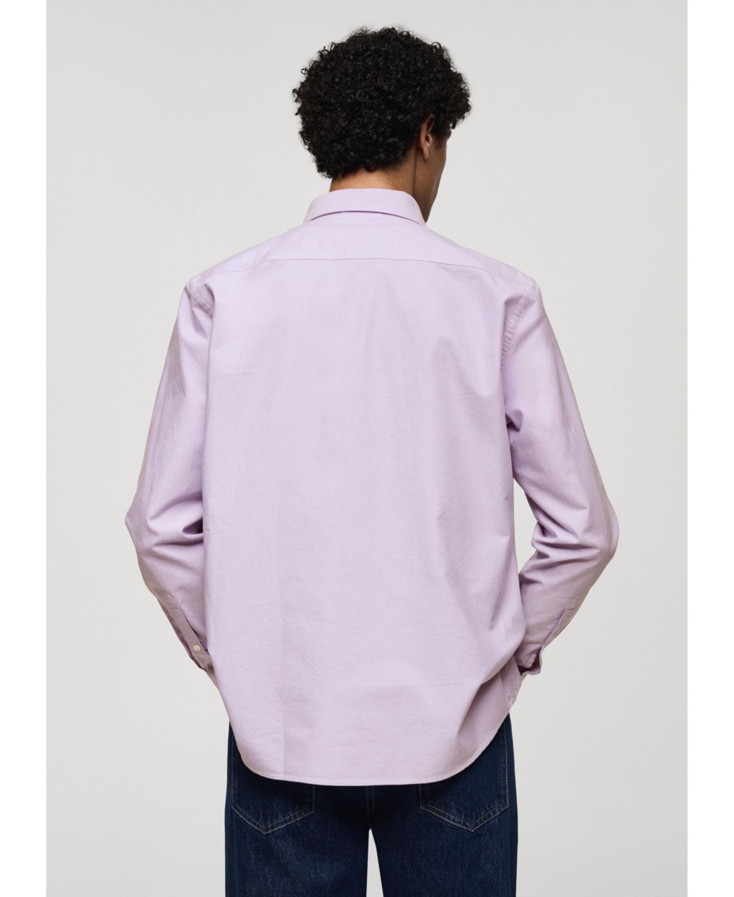 Мужская рубашка Mango Oxford Cotton, цвет: Фиолетовый — фото 5