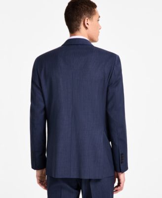 Men's Pinstriped Wool-Blend Classic-Fit Double-Breasted Suit Separates Jacket
