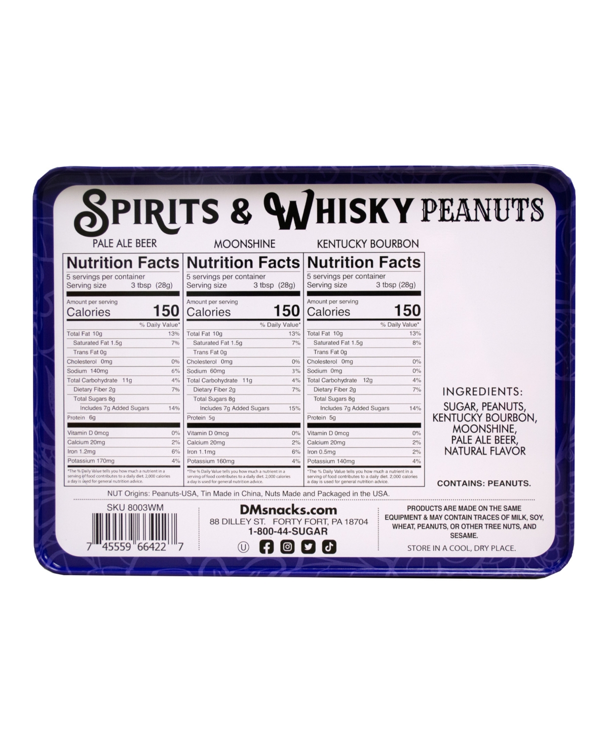 Dm Snacks Spirits Whisky Peanuts Gift Tin, 12 Oz. In No Color