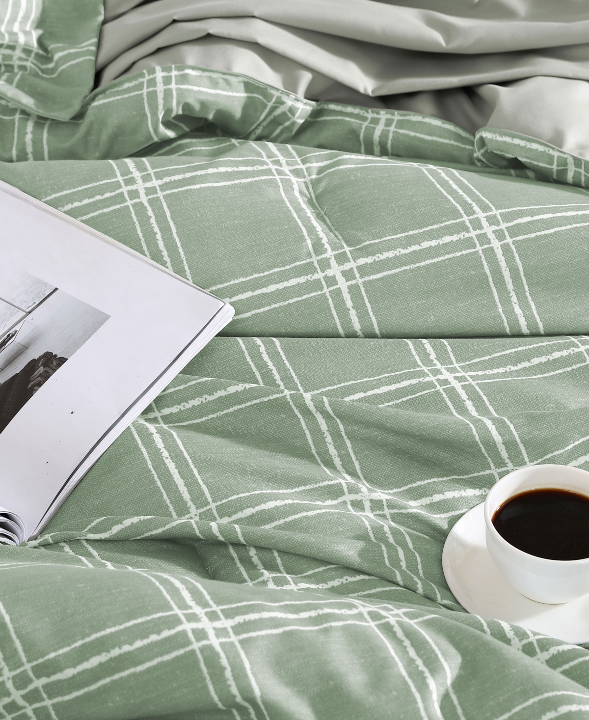 Swift Home Grid Plaid Reversible 7-pc. Comforter Set, Queen In Green