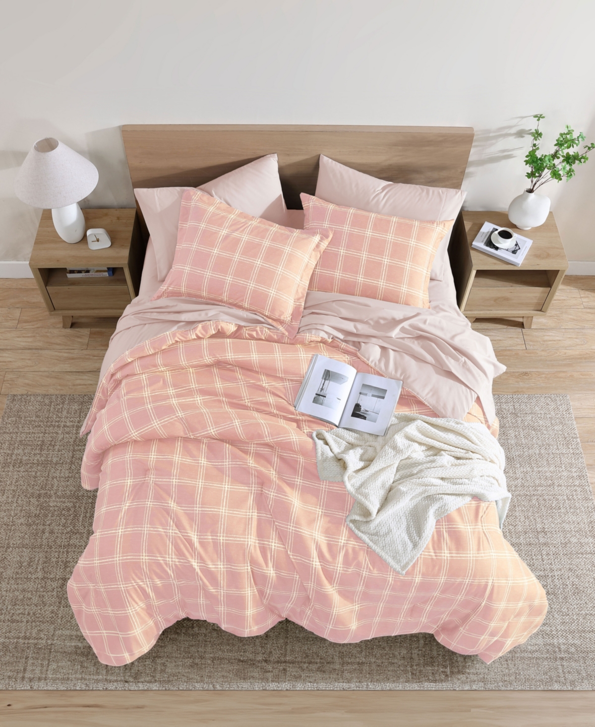 Swift Home Grid Plaid Reversible 7-pc. Comforter Set, Queen In Pink