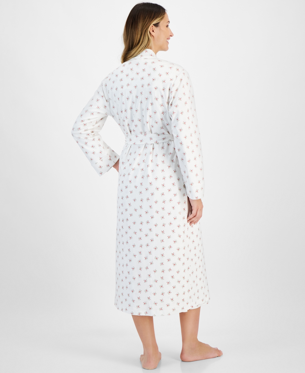 CHARTER CLUB WOMEN'S COTTON FLORAL LONG ROBE, CREATED FOR MACY'S 
