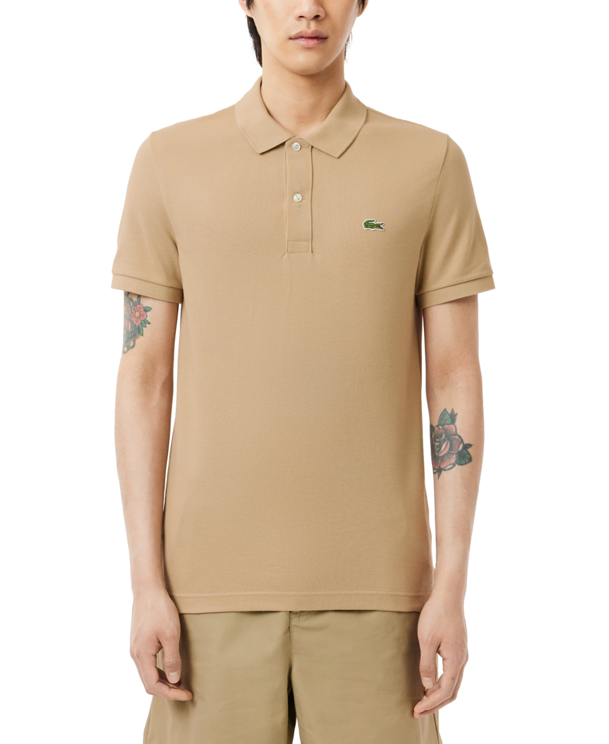 Lacoste Men's Slim Fit Short Sleeve Ribbed Polo Shirt In Brown