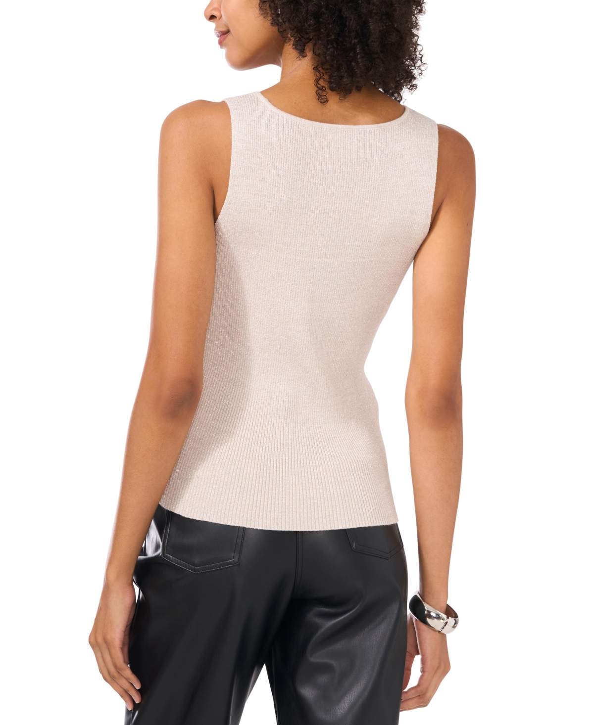 Vince Camuto Women's Metallic Ribbed Sleeveless Sweater