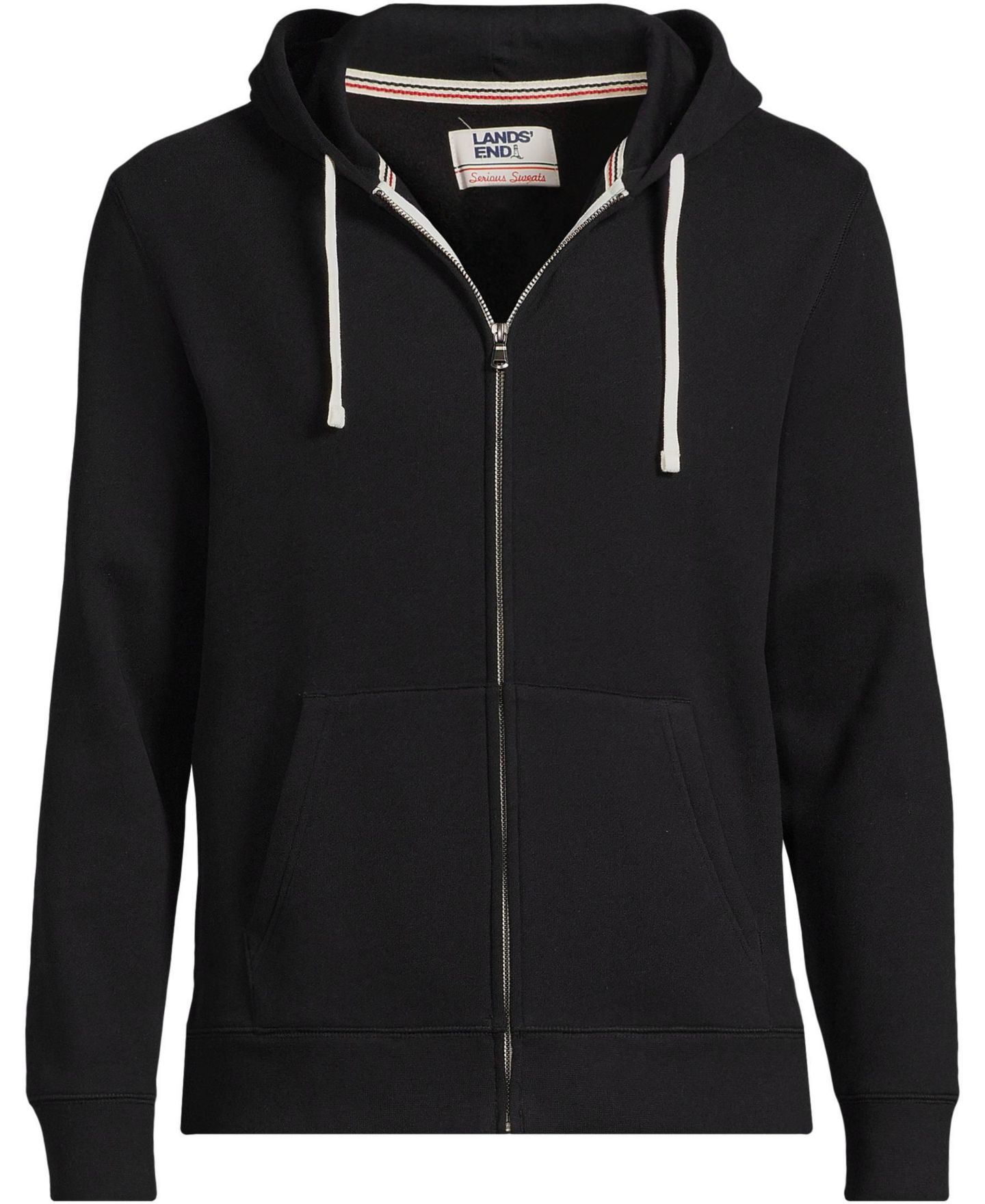 Мужское худи Lands' End Long Sleeve Serious Sweats Full Zip, цвет: Чёрный — фото 3