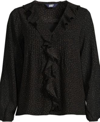 Women's Chiffon Ruffle Front Pleated Blouse