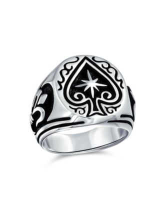 Large Good Luck Black Ace Of Spade Ring .925 Sterling Silver