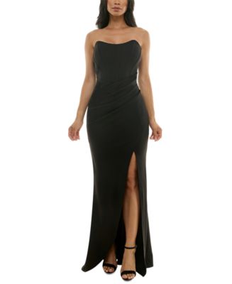 blue sexy dress Front Slit Chiffon Evening Strapless Long The bold slit introduces Buy dress style № Sale:SaleDresses Size:IT 35.5 - US 5.5