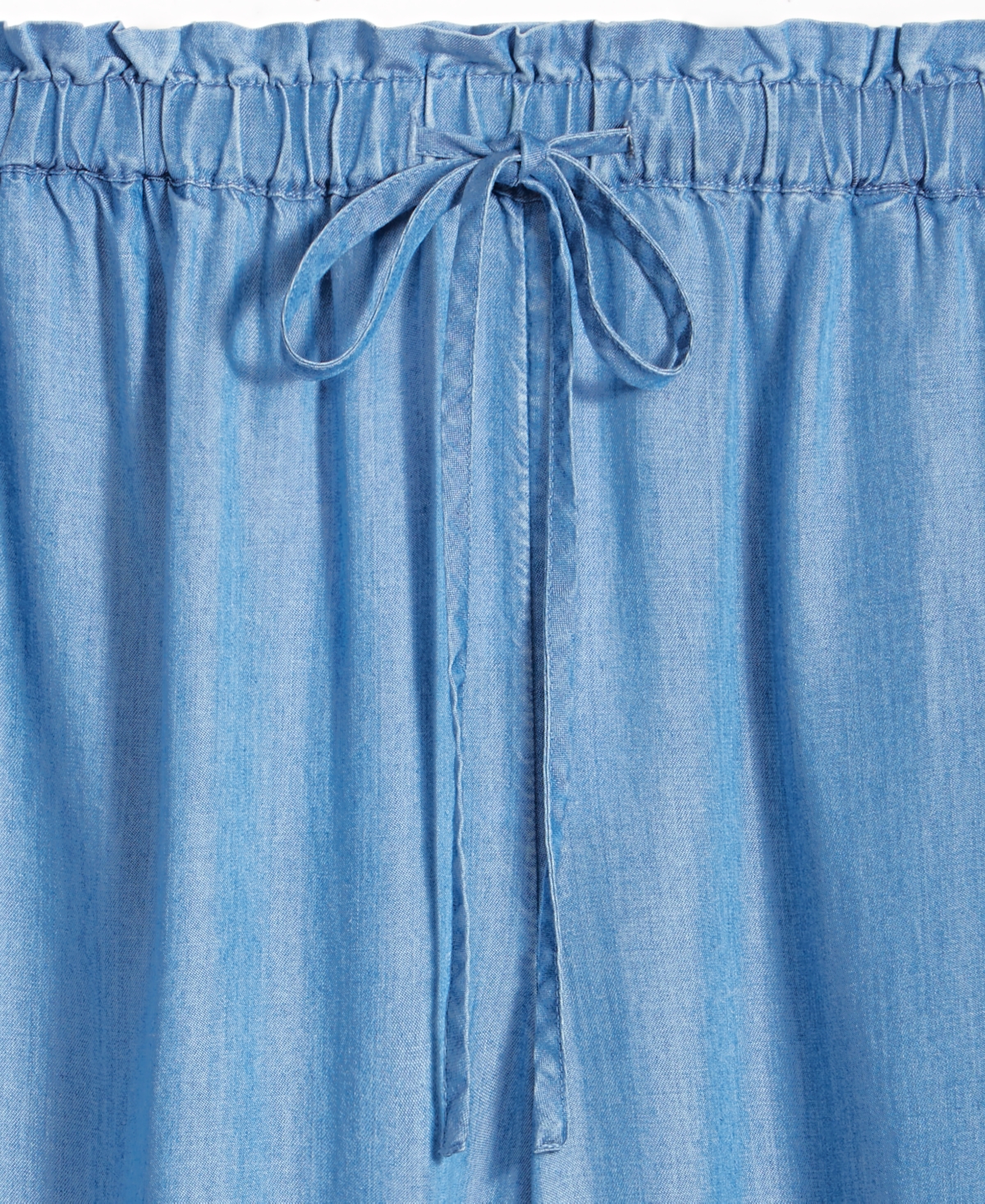 On 34th Women's Chambray Drawstring Wide-leg Pants, Created For Macy's In Spring Wash