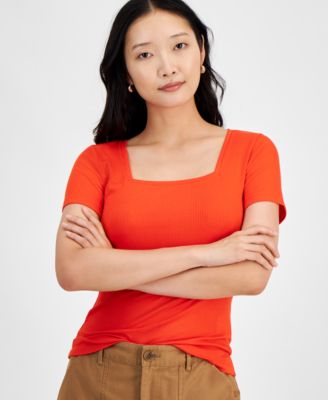 On 34th - Women's Knit Square-Neck Top