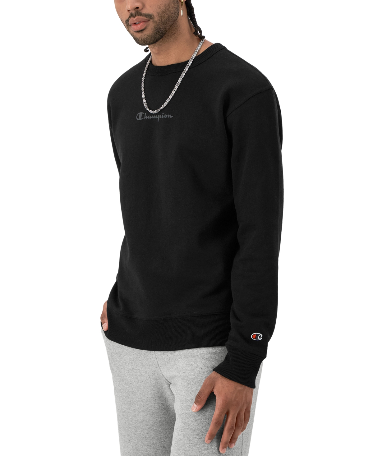 Champion Men's Classic Crewneck Sweatshirt In Black