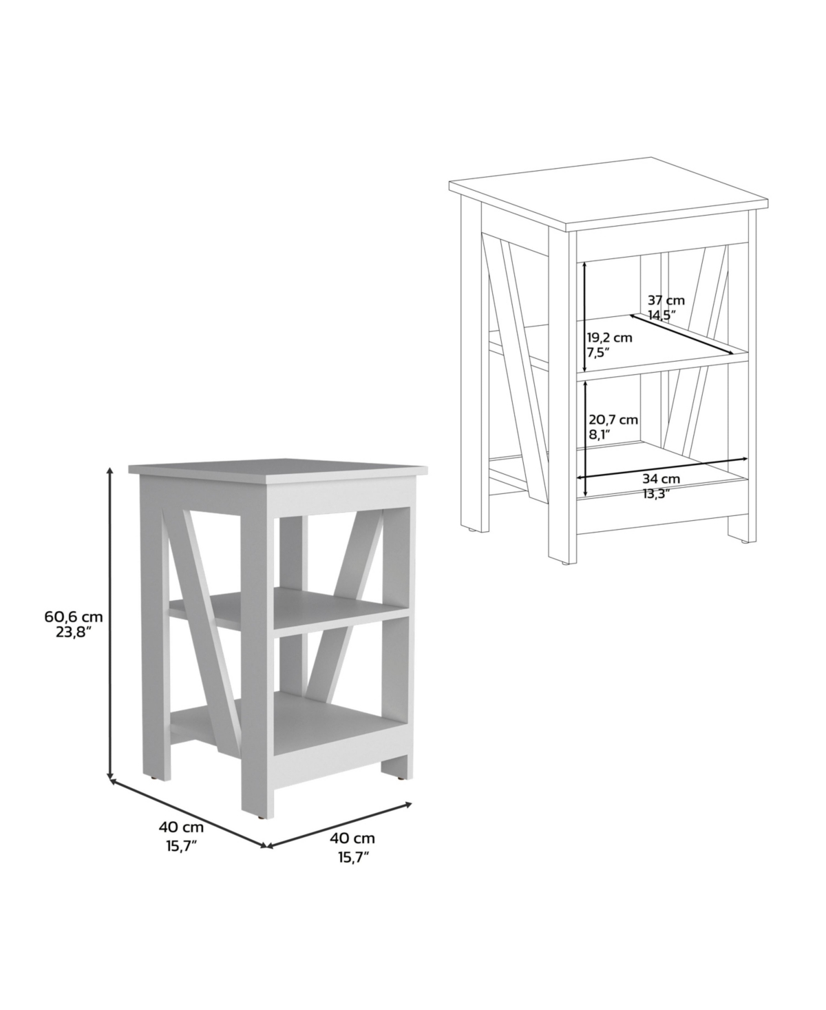 Depot E-Shop Ross 3-Tier End Table/Nightstand, Side Table for Space
