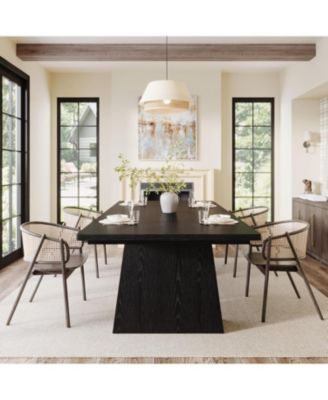 63-Inch Particleboard & Metal Frame Rectangular Farmhouse Dining Table With Tapered Legs