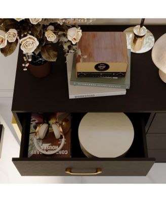   9-Drawer   Particle Board, MDF   Golden Accents, Water-Resistant Surface, Anti-Deformation Wooden Dresser