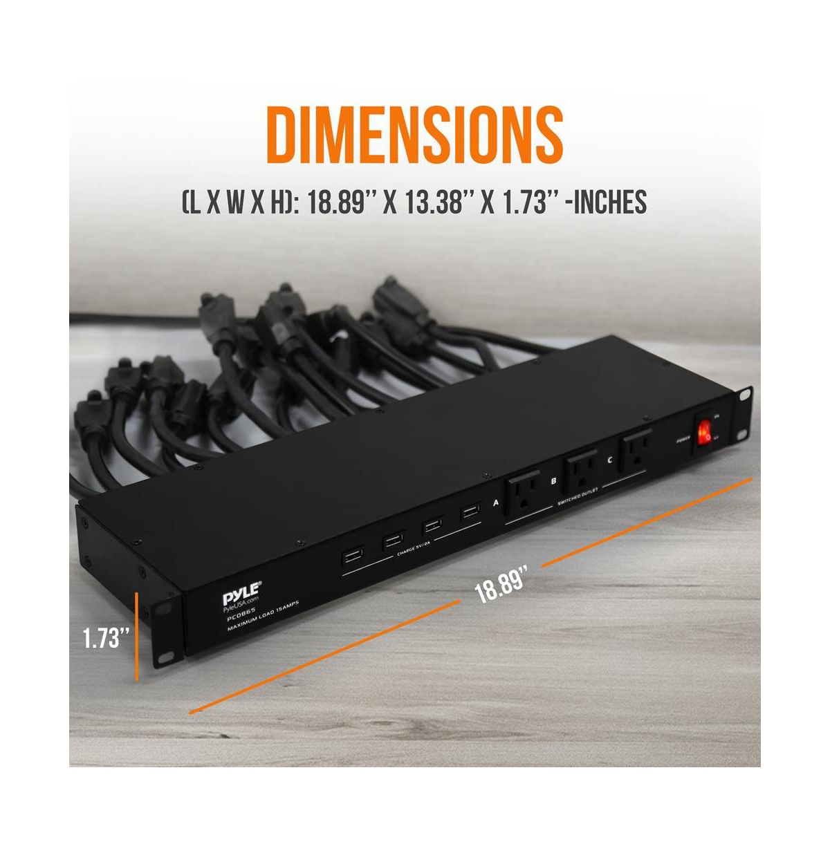 Pyle Pro Audio Power Supply Surge Protector, Rack Mount Power Conditioner Strip with (4) Usb Charge Ports