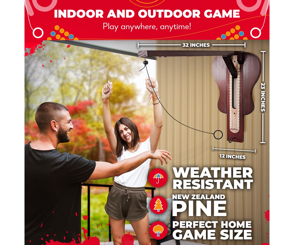 Swooc Hook and Ring Game - Guitar Game Room Wall Decor - Stylish Folding Design - Weather Resistant - Easy Adjust String