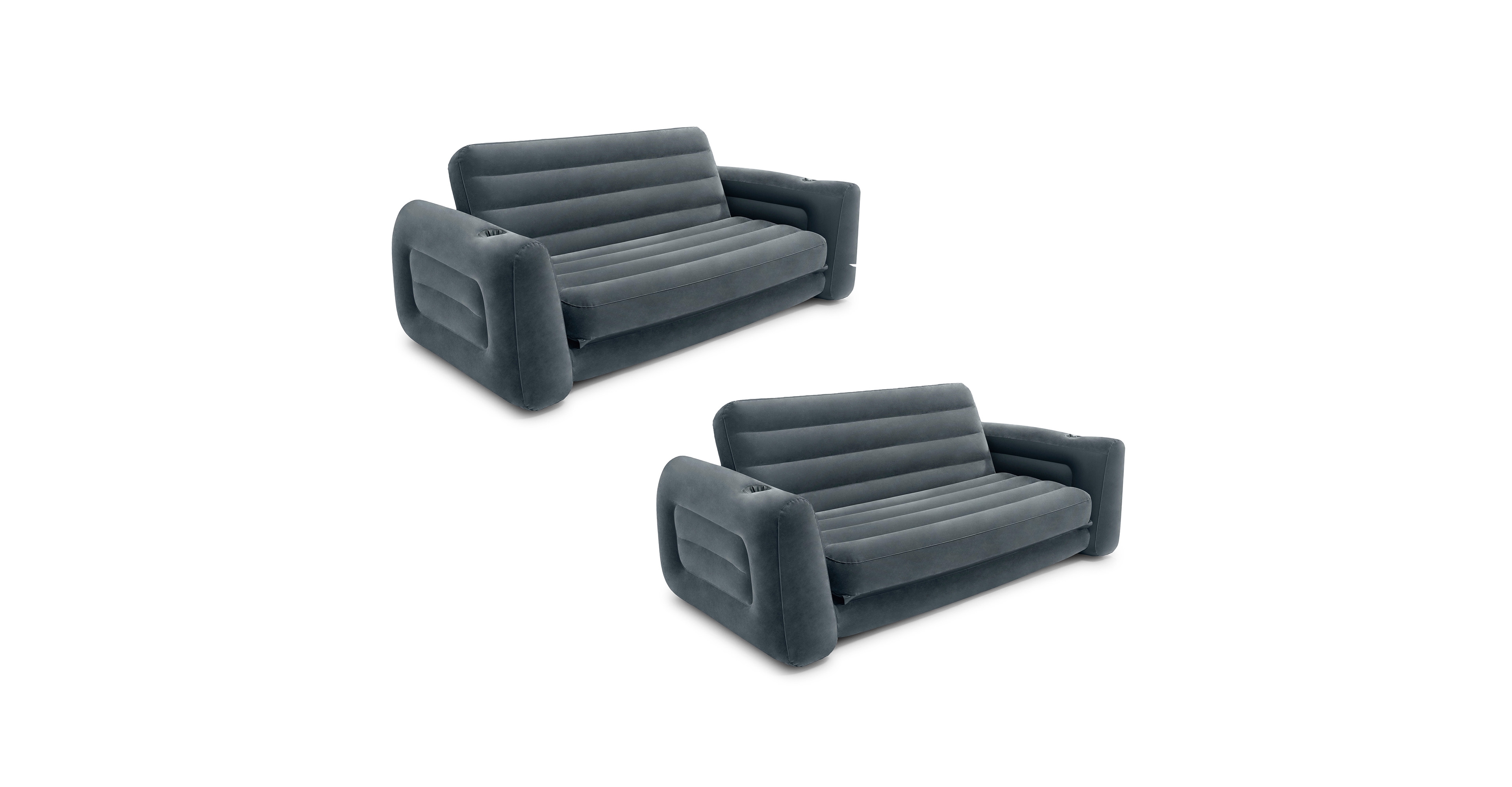 Intex Inflatable Pull-Out Sofa Bed Sleep Away Futon Couch, Queen, Gray (2 Pack)