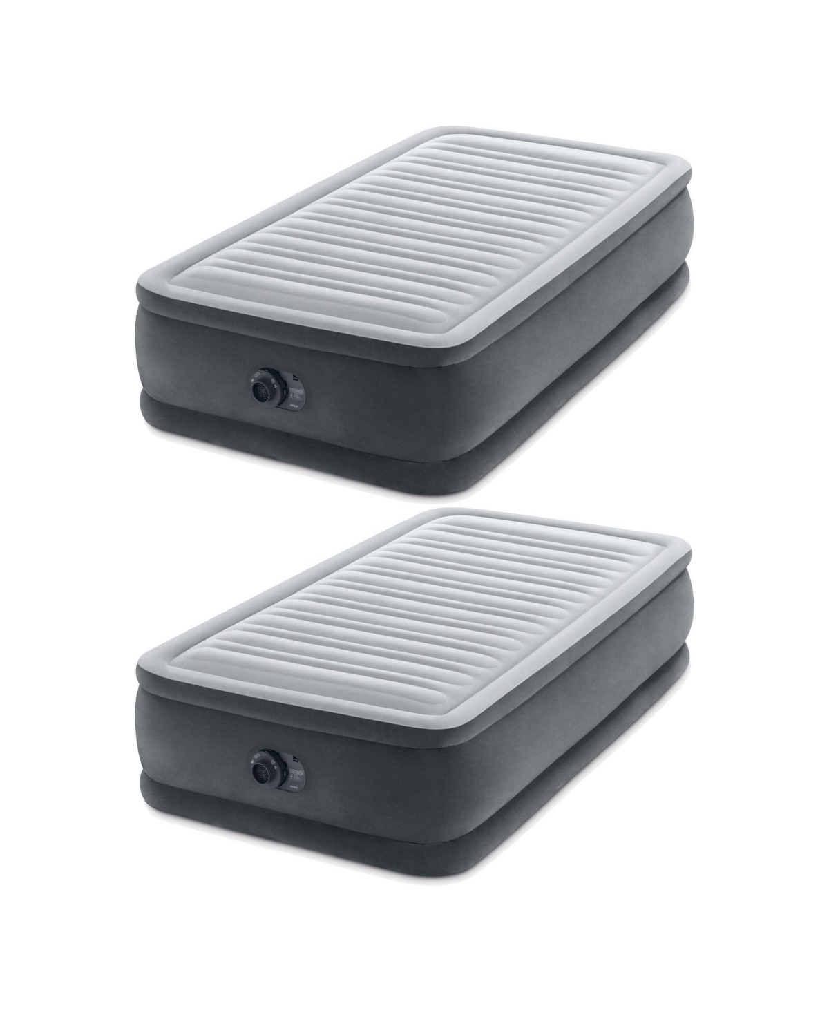 Dura Beam Comfort Plus Airbed Mattress w/ Built In Pump, Twin Size, 2 Pack - Gray