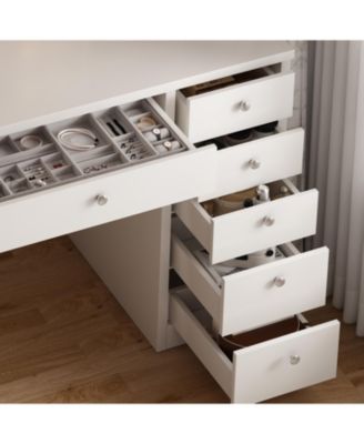 Vanity Desk with LED Lighted Mirror – Makeup Table with Drawers for Bedroom or Dressing Area