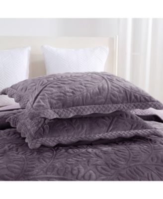 3 Pc Luxury Velvet Oversized Embroidery Soft and Plush Quilt Set Queen