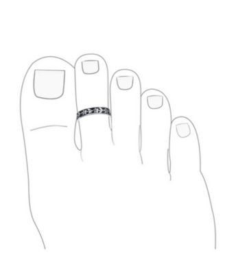 Western Flowers Vine Leaf Oxidized Midi Band Toe Ring Silver Sterling