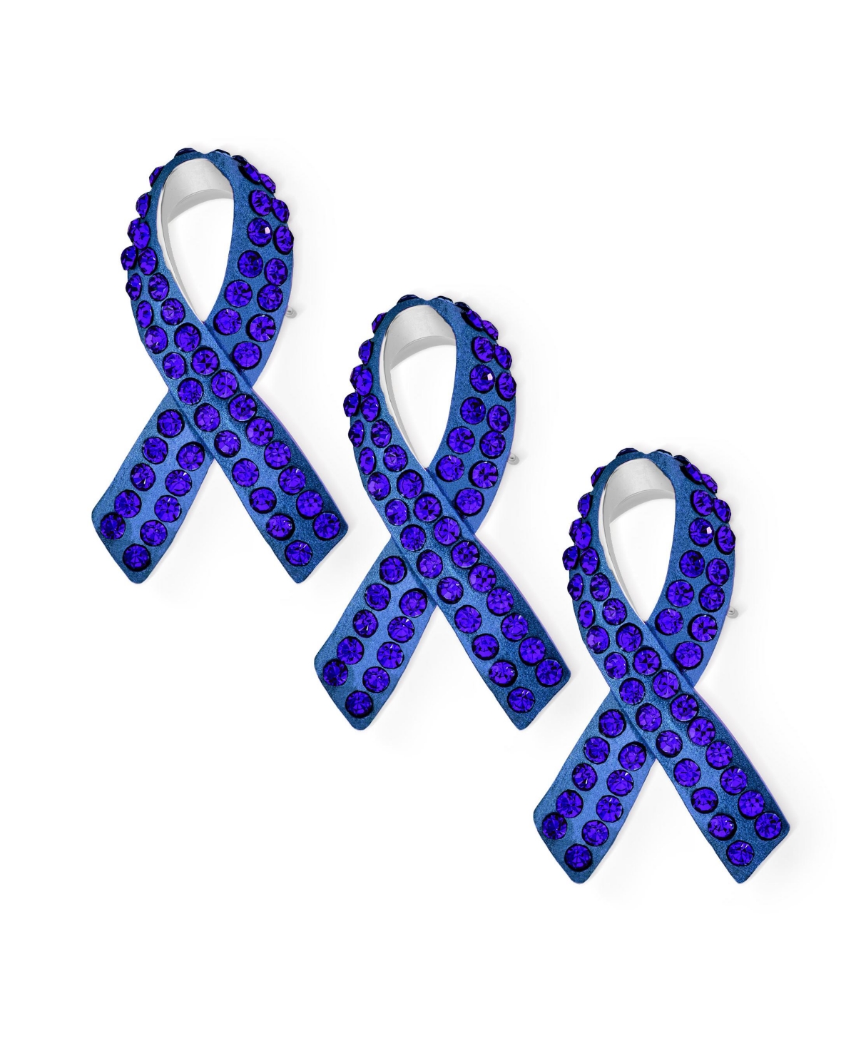 Cancer Awareness Brooch Pin Multi Color Crystal Enamel Support Symbol Jewelry - Blue set