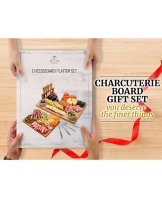 Bamboo Cheese Board Set – Extra Thick Charcuterie Board with 4-Piece Knife Set