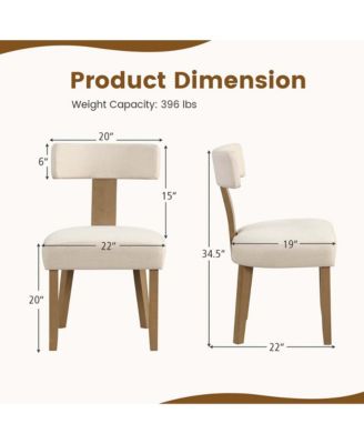 Set of 4 Armless Dining Chairs with Curved Backrests & Padded Seat Cushions