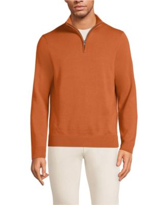 Men's Long Sleeve Fine Gauge Cotton Quarter Zip Sweater