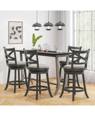 Swivel Bar Stools Set of 4 Counter Height Chairs with Hollow Back Soft-padded Seat