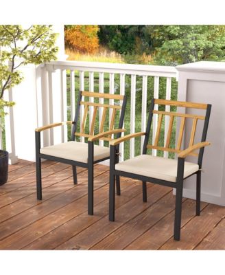 Patio Dining Chairs Set of 4 Metal Outdoor Chairs with Removable Padded Cushions