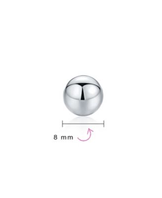 Basic Simple Round Bead Ball Stud Earrings For Women Polished .925 Sterling Silver