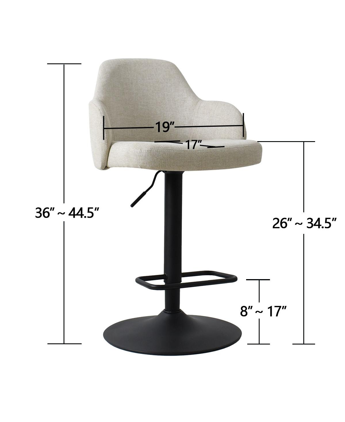 Maison Boucle Set Of 2 Armrest Upholstered 360° Swivel Adjustable Barstool With Black Legs-Maison Boucle -fabric