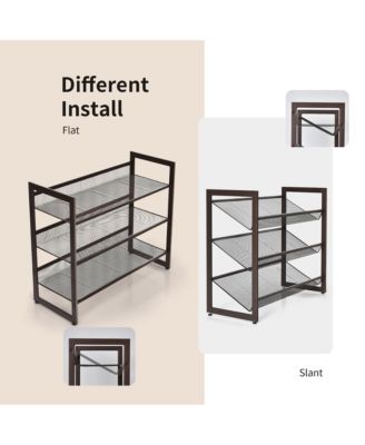 3-Tier Shoe Rack Adjustable to Flat Slant Shoe Organizer Holder Stand