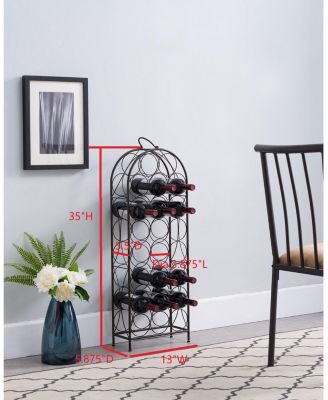 - 23 Bottles Freestanding Floor Metal Wine Rack Stand - Liquor Bottle Holder Stand - Pewter