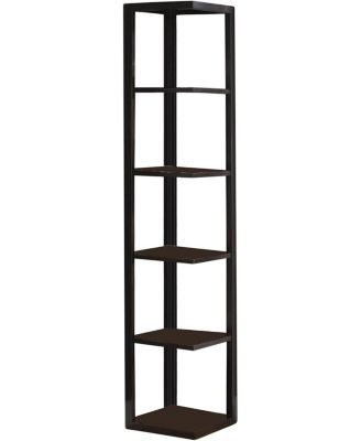 Hollis 5-Shelf Wood Bookcase Wood Wall Corner 5-Tier Bookshelf Case, Espresso Finish